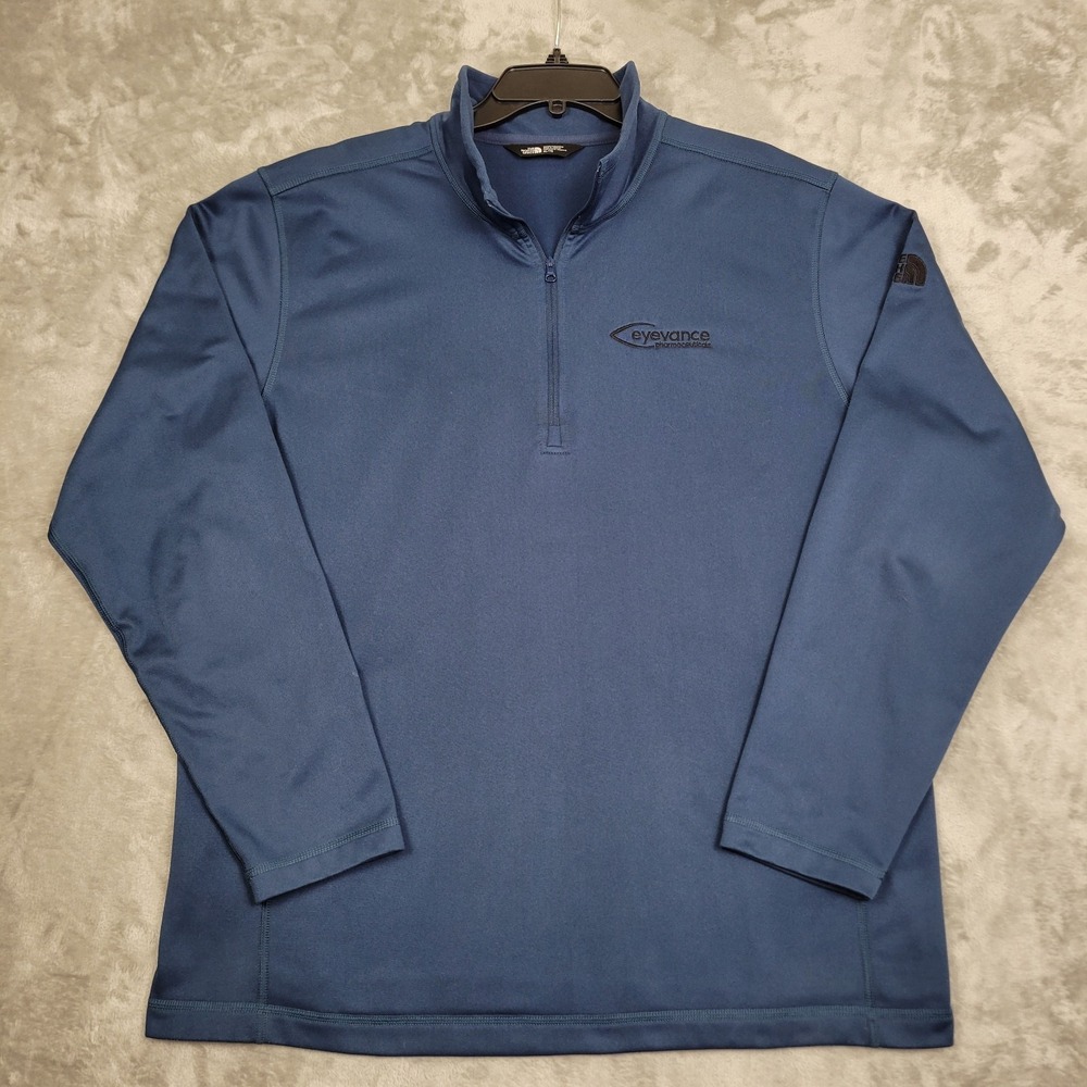 The North Face Mens XL Dark Blue 1/4 Zip Pullover Long Sleeve Polyester Logo